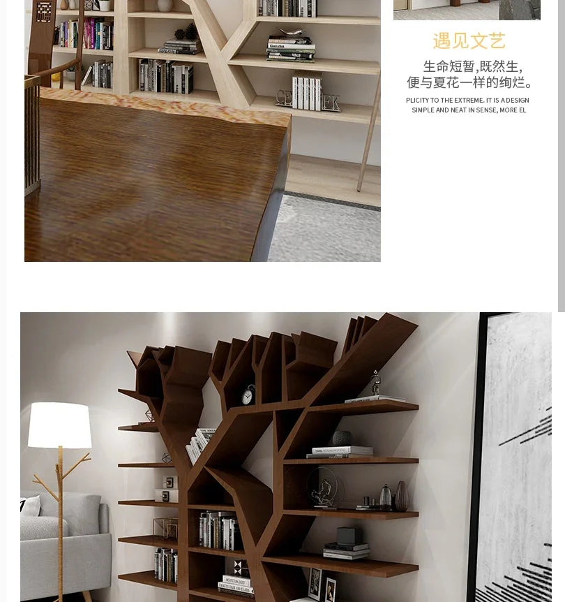 Book shelf Shelves Wood Tree Bookshelf Storage Living Room Bookends Library Buffet Cabinet Estanteria Madera Room Furniture