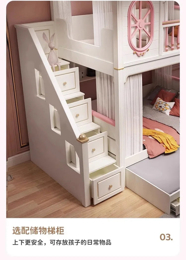 American All Solid Wood Children's High And Low Bed, Mother And Child Bed, Elevated Bed, Loft Bed 1.5m, Bunk Beds