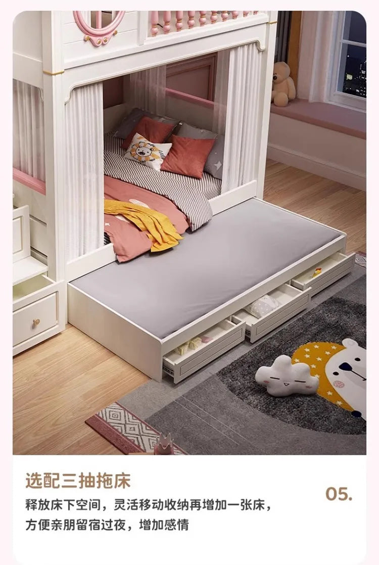 American All Solid Wood Children's High And Low Bed, Mother And Child Bed, Elevated Bed, Loft Bed 1.5m, Bunk Beds