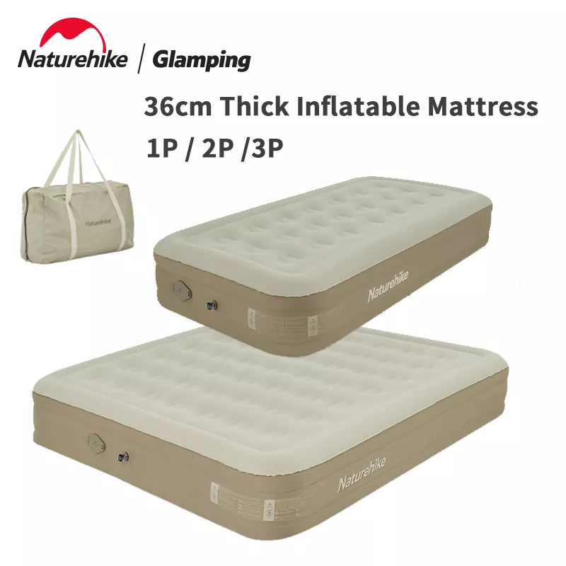 Naturehike Inflatable Sleeping Mattress Air Mat Camping Single Double Triple Bed With Built in Pump Folding Tourism Pad Portable