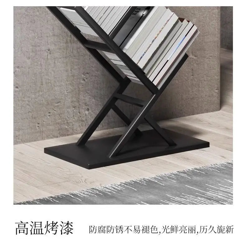 Bookshelf Special-shaped Creative Net Red Corner Vertical Bookshelf Floor Shelf Simple Modern Living Room Iron Art Corner Book Shelf