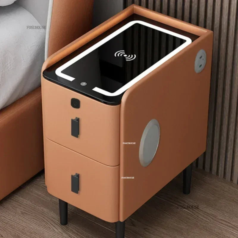 Modern Light Luxury Smart Bedside Tables Simple Bedroom Nightstands Extremely Narrow Bedside Storage Cabinets Bedroom Furniture