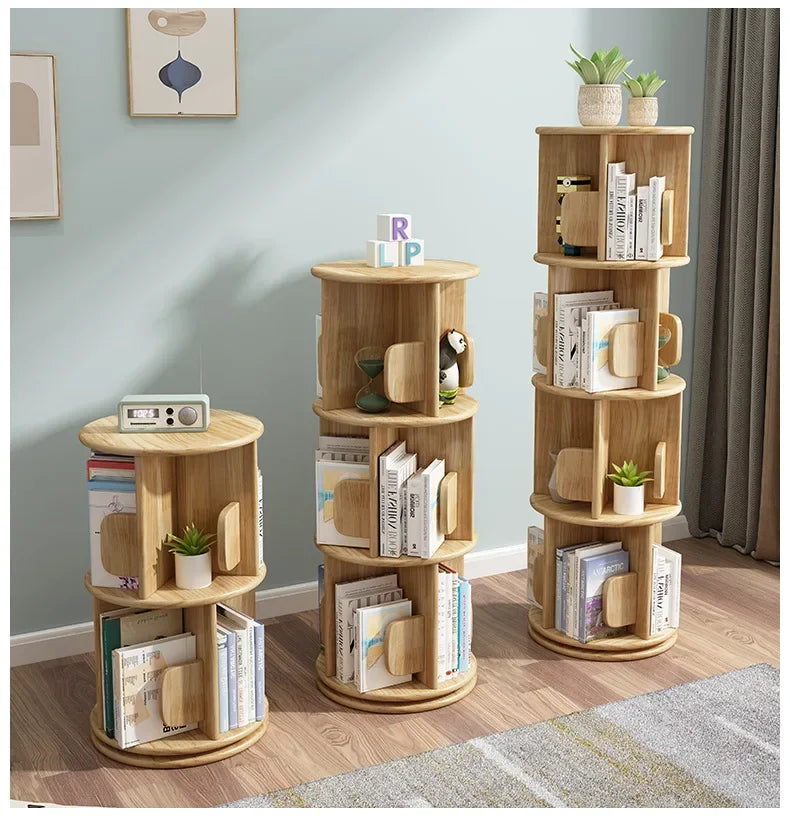 Rotary Bookshelf Floor Household Dollhouse Vertical Spinning Small Rotating Nordic Bookcase Separator Buchregal Salon Furniture