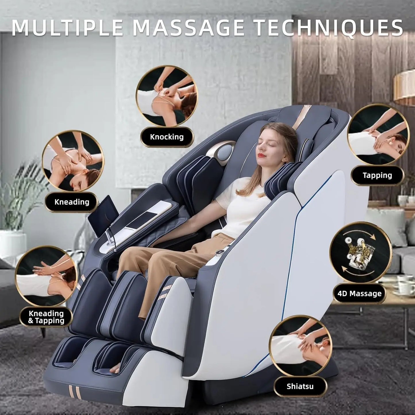 Massage Chair 2024 Full Body Massage Chair with Zero Gravity, Extended Footrest, SL Track, Yoga Stretch, Foot Rollers