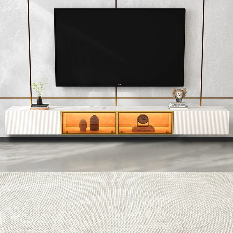 Modern Glass TV Stand Bedroom Entertainment Storage