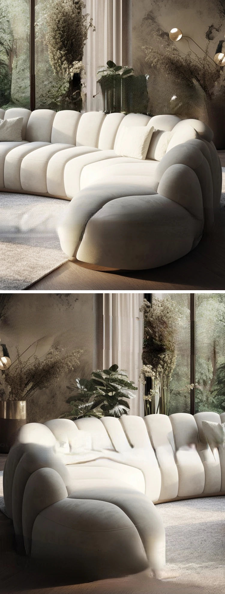 Curved Sofa Cream Style Curved Sofa Creative Sofa for Living Room, Multi Seat Sales Office, Hotel Lobby Sofa