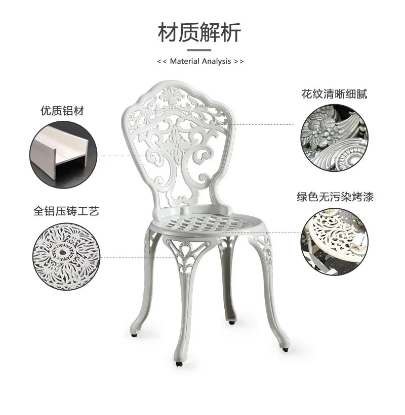 Outdoor Cast Aluminum Tables And Chairs Courtyard Garden Hotel Urniture Terrace Combination leisure Metal Round Patio Table