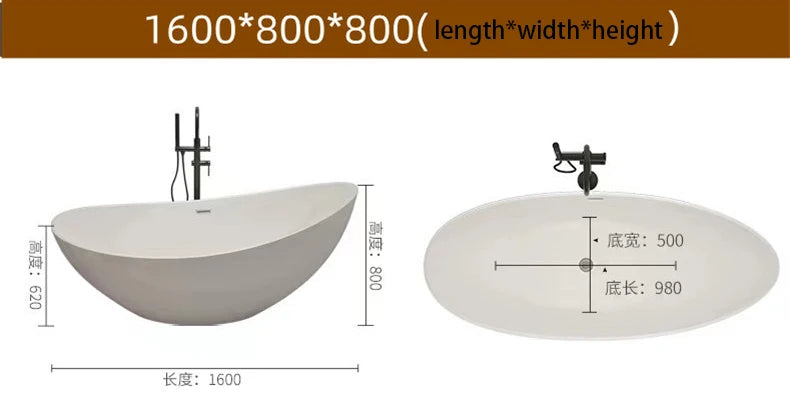 Acrylic Bathtub Shower Room Usage 1600mm Length Big Space Enjoy Bath Time