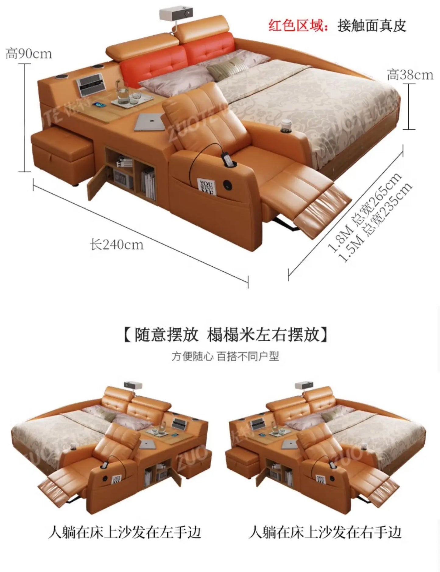 Storage Frame Double Bed Luxury Nordic Unique Hotel King Size Smart Bed Princess Modern Cama Matrimonial Bedroom Furniture