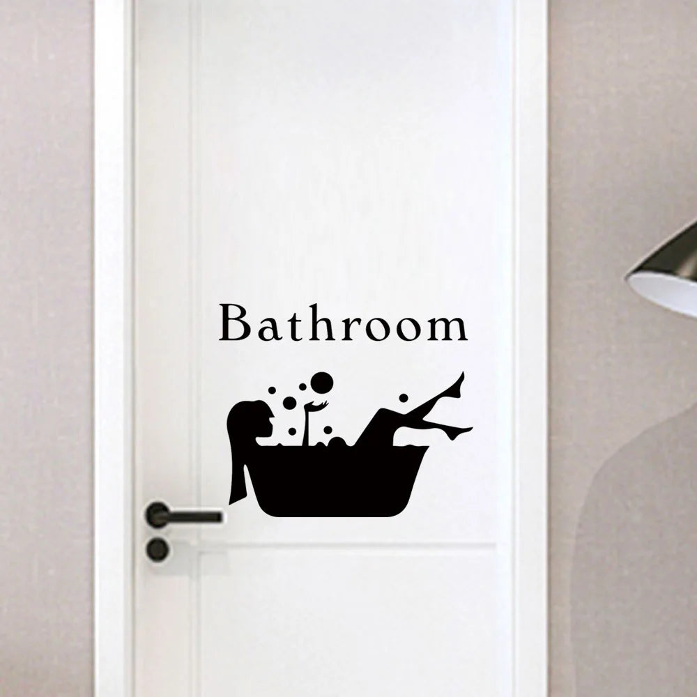 Waterproof Shower Girl Room Wall Stickers DIY Removable Bathroom Art Decal Door Stickers PVC Wall Decal Artist Decoration