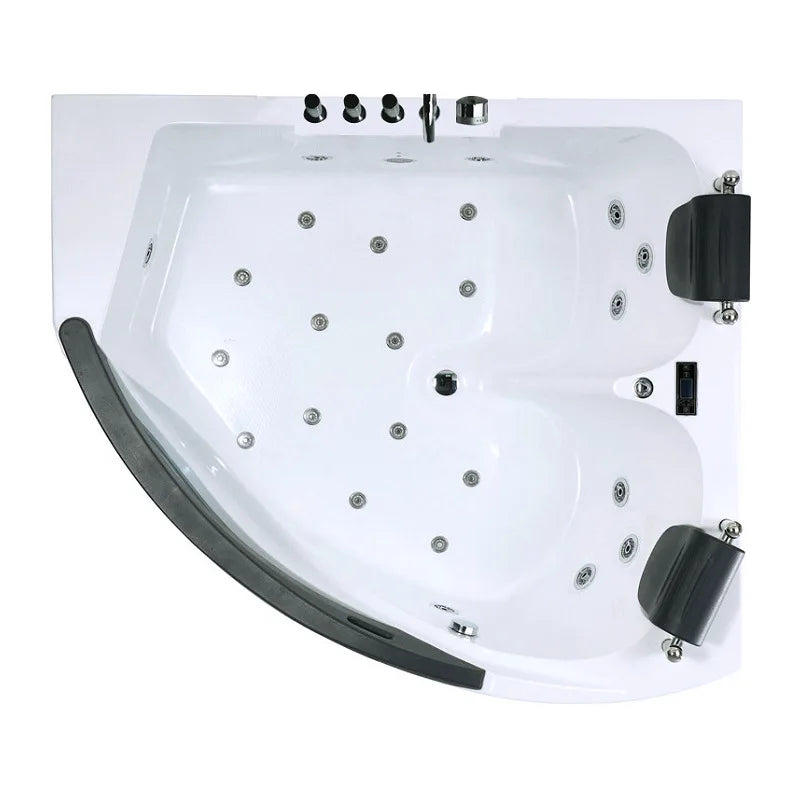 Acrylic Hydrogen Massage Corner Whirlpool Bathtub with LED