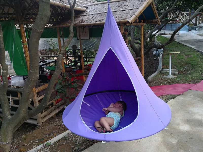 100cm UFO Shape Teepee Tree Hanging Swing Chair for Kids & Adults Indoor Outdoor Hammock Tent Patio Furniture Camping