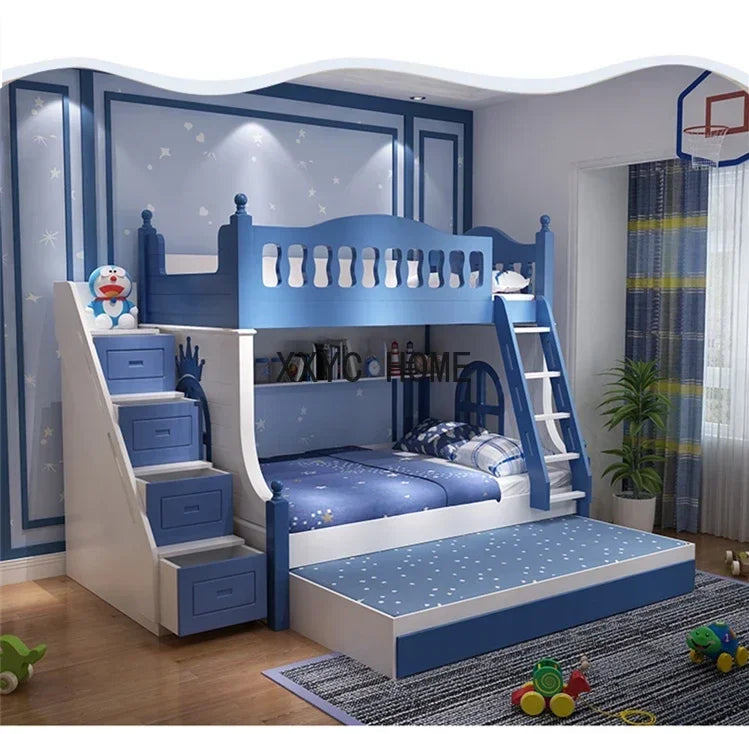 Bunk Bed For Kids Bedroom Furniture Set Double Bed Solid Wood Bed With Slide Space bed