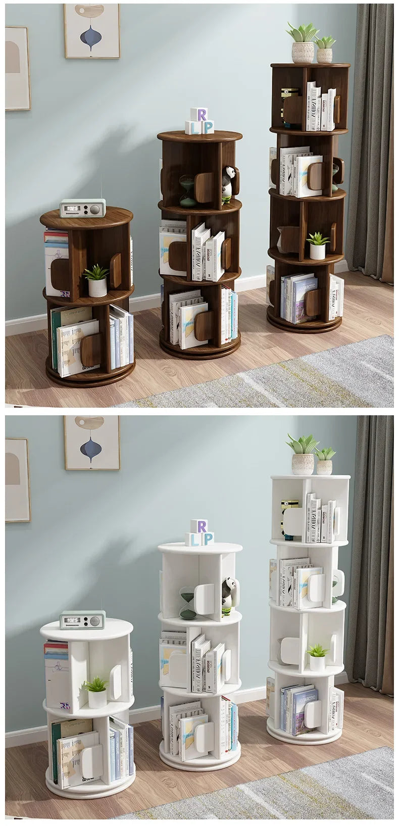 Rotary Bookshelf Floor Household Dollhouse Vertical Spinning Small Rotating Nordic Bookcase Separator Buchregal Salon Furniture