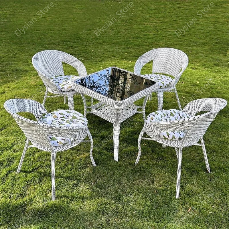 Outdoor Rattan Furniture Balcony Leisure Coffee Table Combination Patio Garden  and Chair Three-piece Suit  Chairs