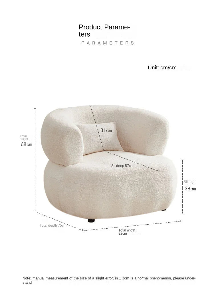 Nordic sofa white lamb wool Creative Simple Casual White Lamb Wool Lazy Small Apartment Single Sofa Chair Living Room Balcony