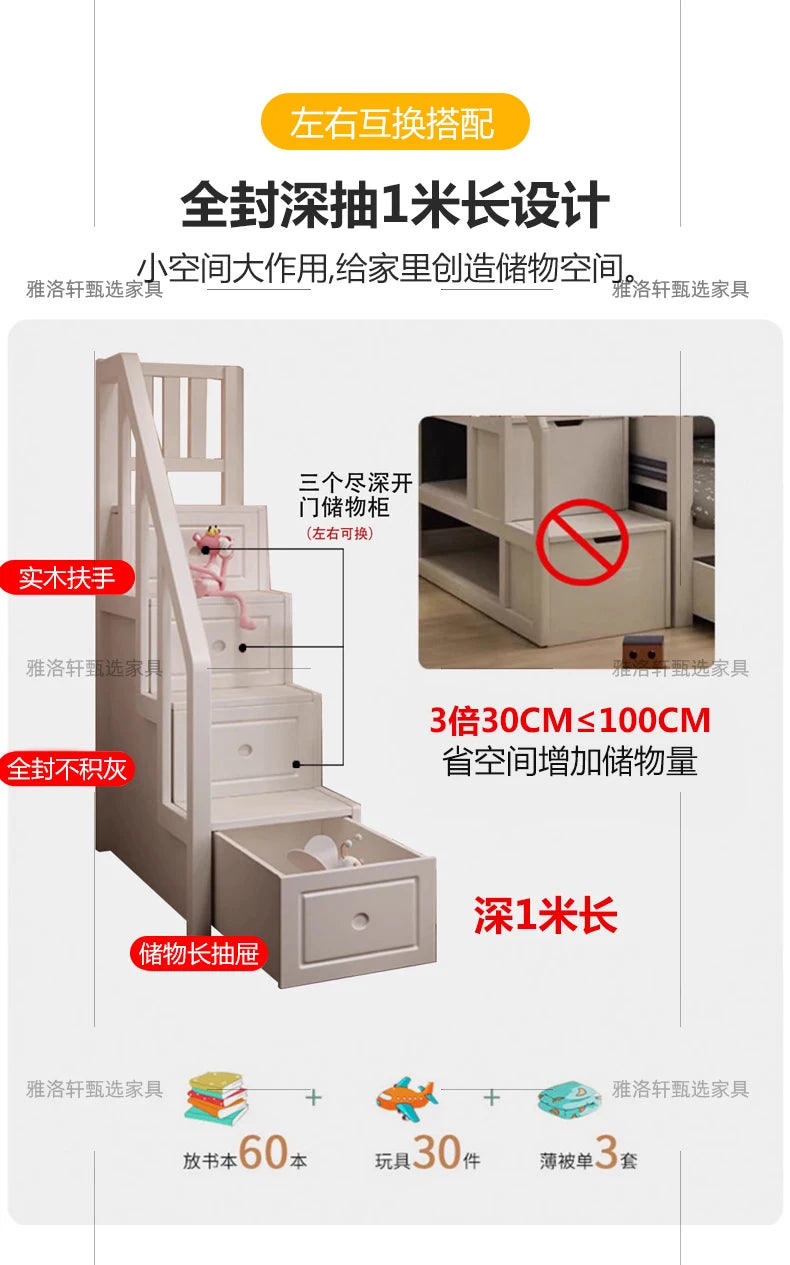 Luxury Loft Children Beds Modern Storage Bunk Children Beds Crib Multifunctional Camas Infantiles Baby Crib Bed Furniture BL50CB