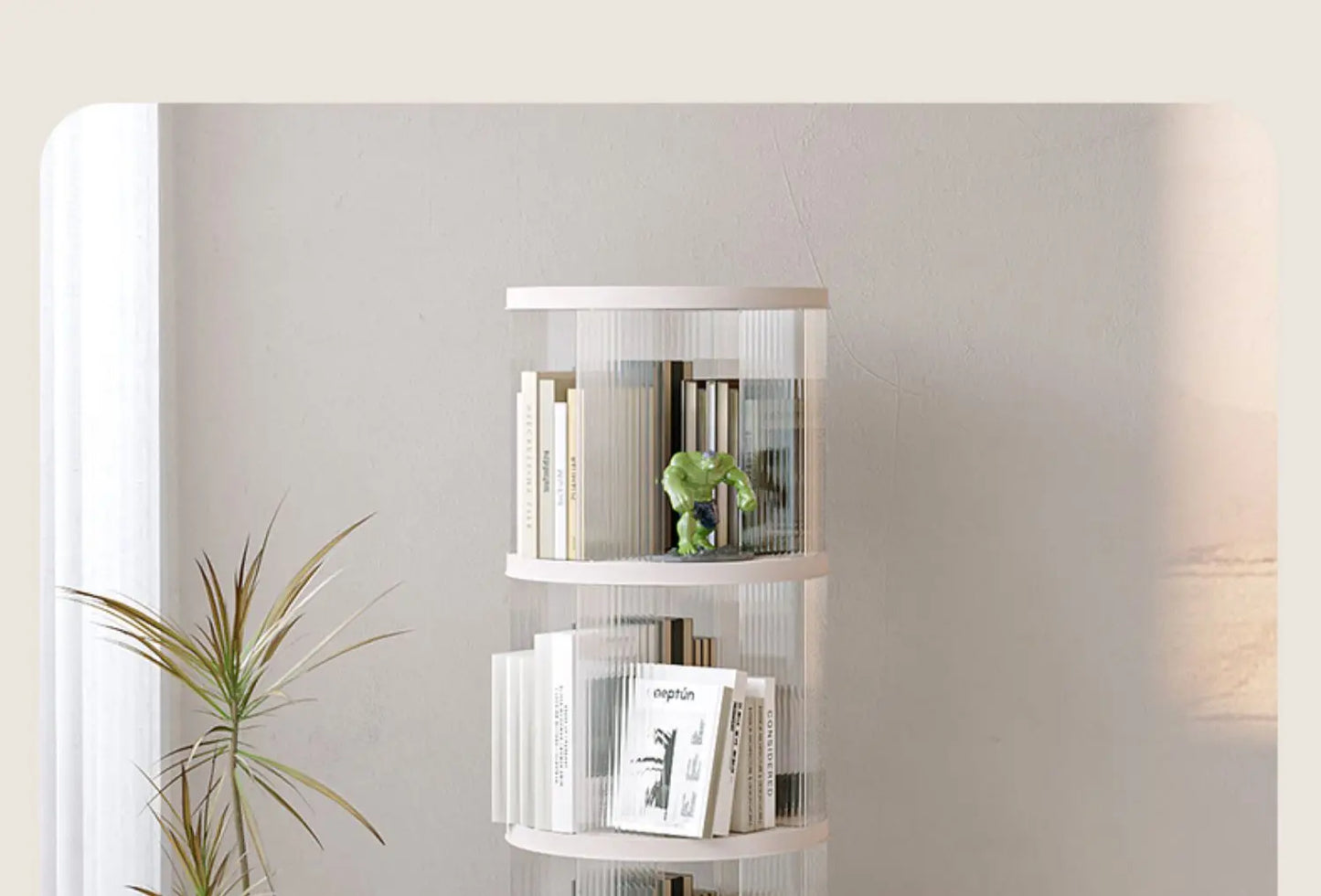 Floor to Ceiling Bookshelf, 360 Degree Rotating, Movable Display Bookcase, Living Room Study Corner, Multi-Layer Storage Rack