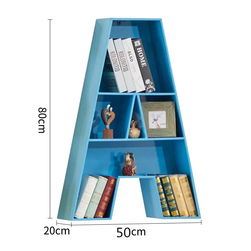 Creative Children Bookshelf School Wall Display Stand Lettering Shelf Bookcase Library Floor Stand Estante Home Furniture WKBS