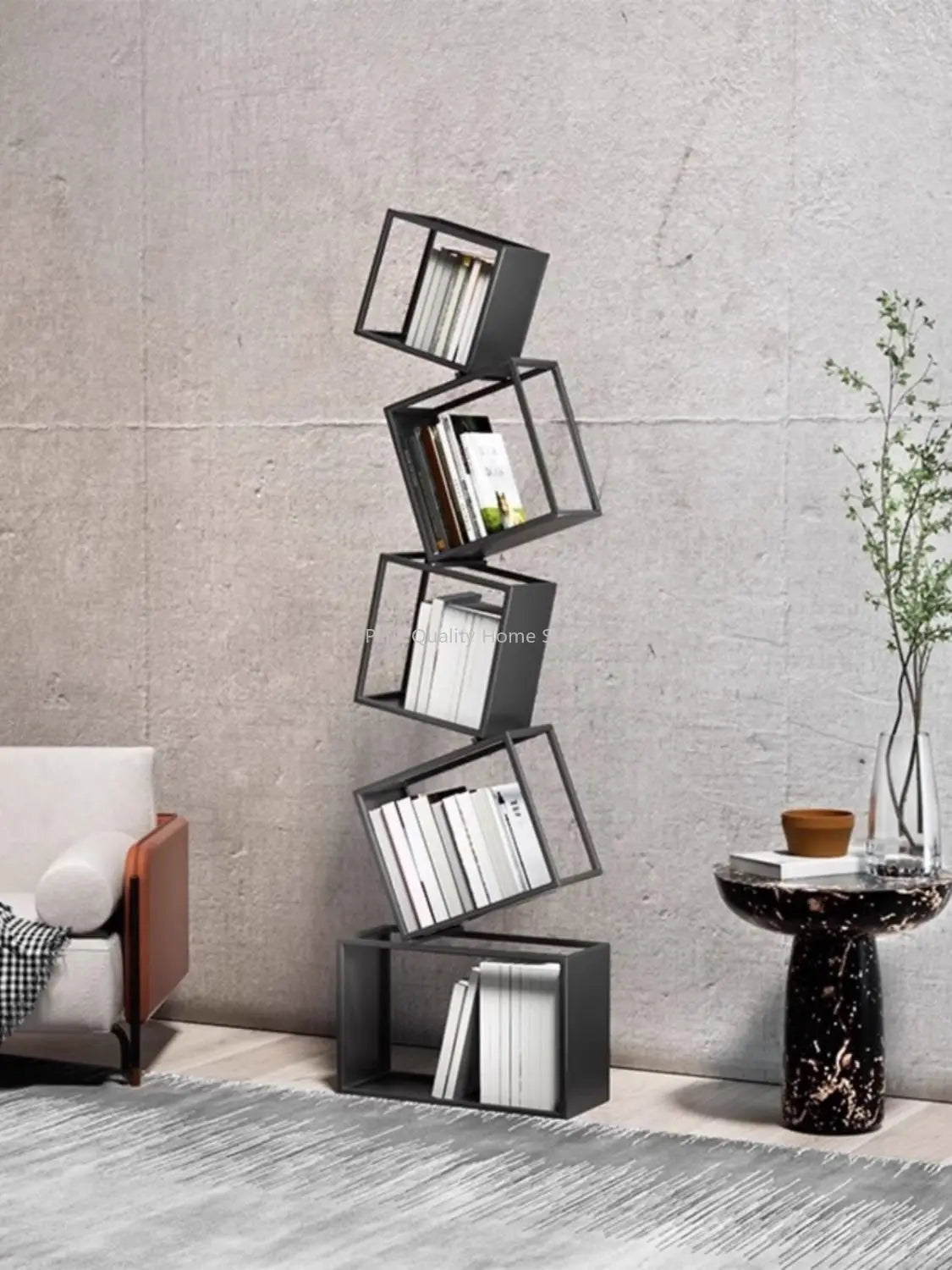 Bookshelf Special-shaped Creative Net Red Corner Vertical Bookshelf Floor Shelf Simple Modern Living Room Iron Art Corner Book Shelf