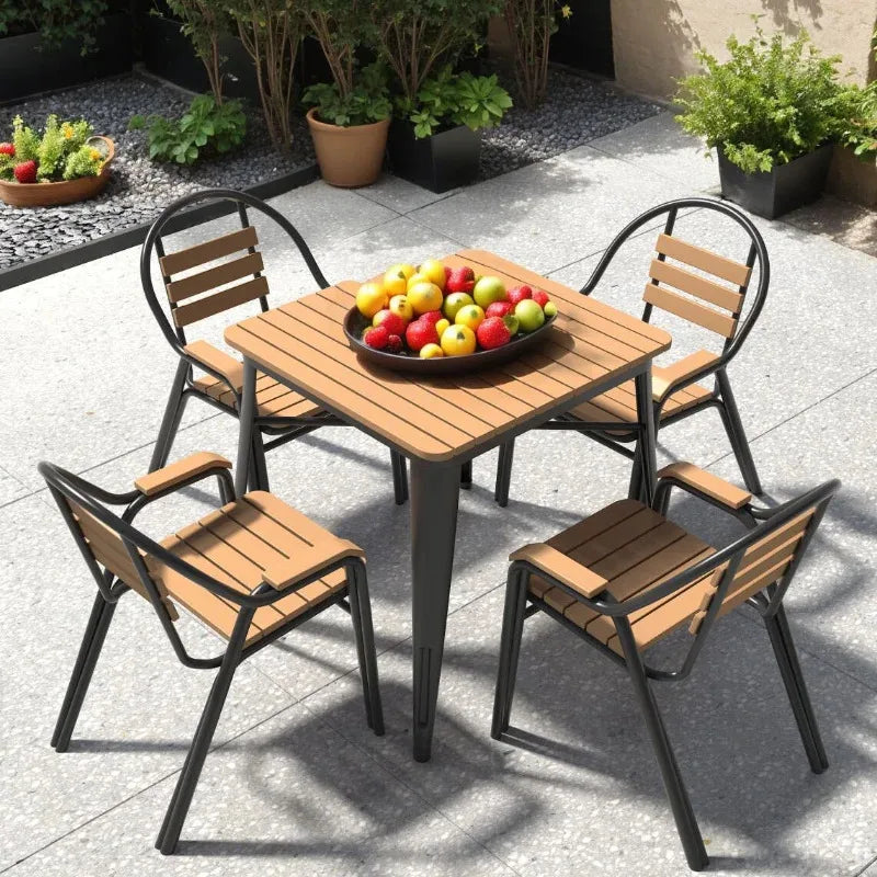 Outdoor Balcony Garden Decor Combination Leisure Courtyard Restaurant Tables Chairs Waterproof Sun Garden Small Round Furniture