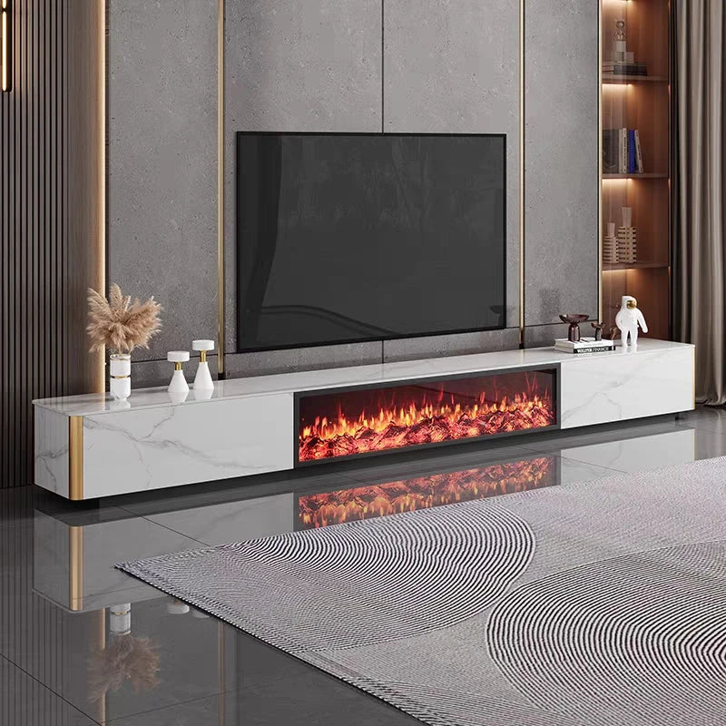 Sintered Stone TV Cabinet, Electric Fireplace, Simulated Flame, Living Room, Household Storage Cabinet, Coffee Table, New