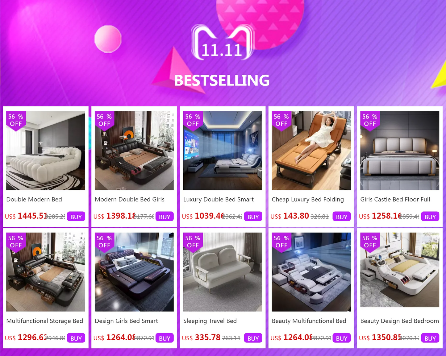 Double Modern Bed Bedroom Girls Design Sex Multifunctional Beauty Bed Sun Sleeping Princess Portable Beliche Trendy Furniture