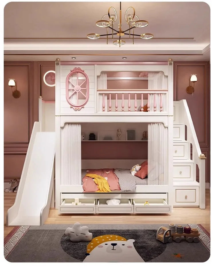 American All Solid Wood Children's High And Low Bed, Mother And Child Bed, Elevated Bed, Loft Bed 1.5m, Bunk Beds