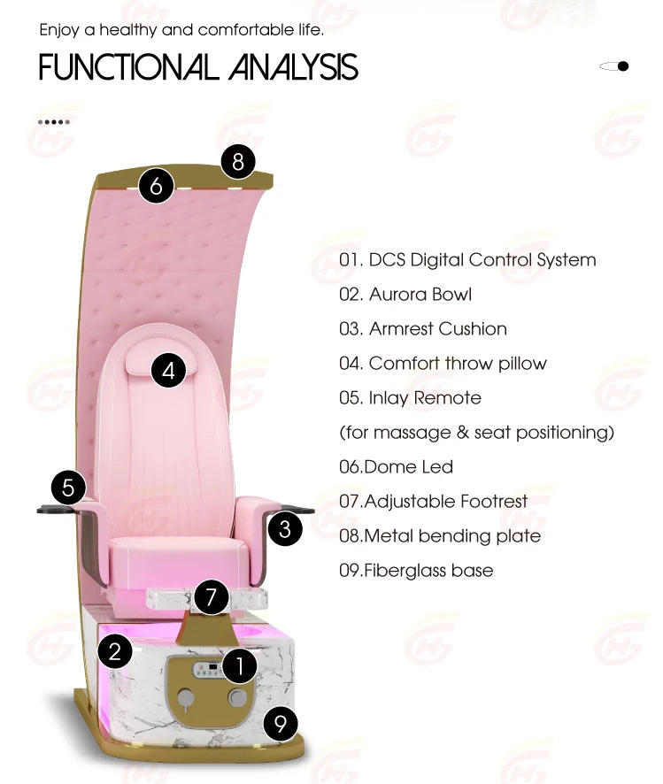 Light Luxury Modern Throne Professional High-Back Foot Spa Massage Chair Manicure and Pedicure Chair Manicure Salon Furniture