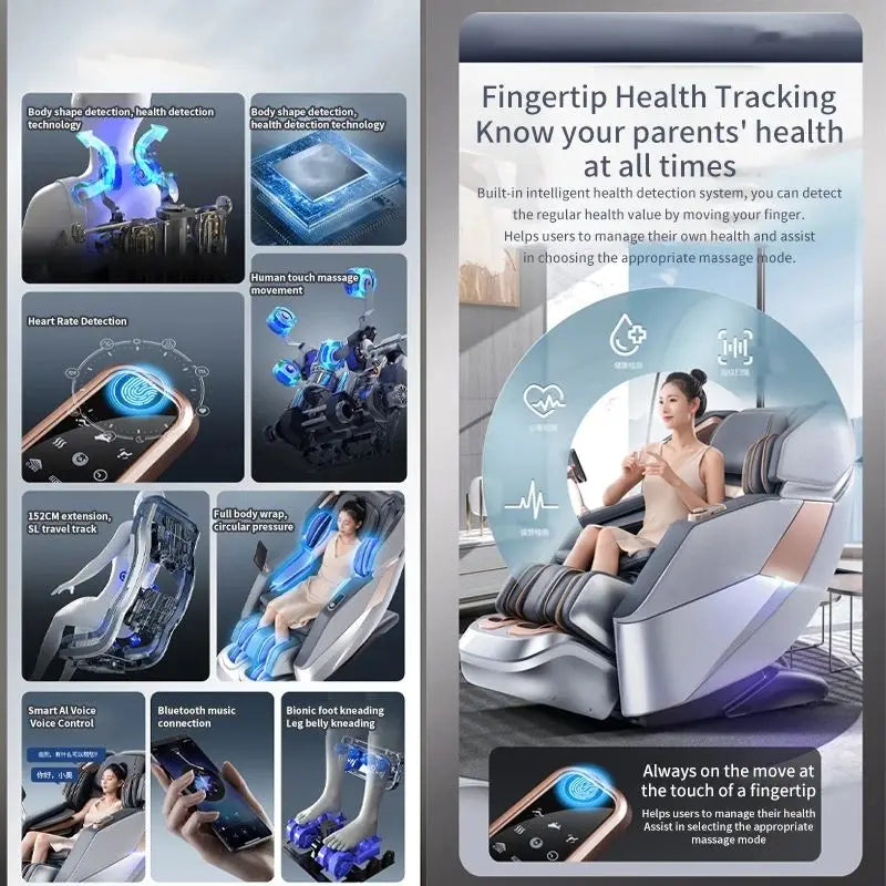 4D SL-Track Zero Gravity full body AirBag Massager Chair Home 3D Office Chair Luxury Electric Massage Sofa