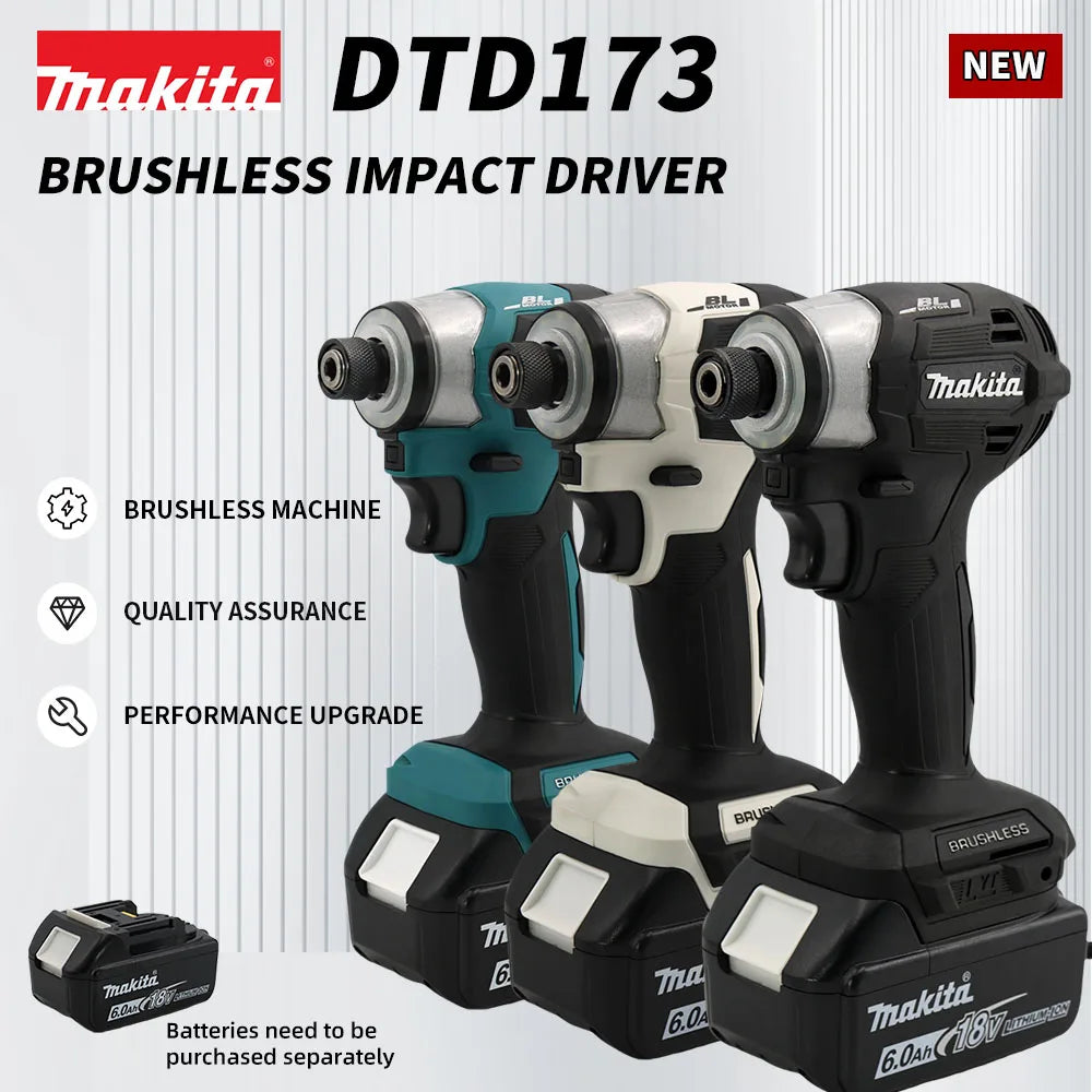 New Makita DTD173 Brushless Cordless 18V Lithium Battery Impact Screwdriver Speed 3600RPM Home Electric Drill Power Tools