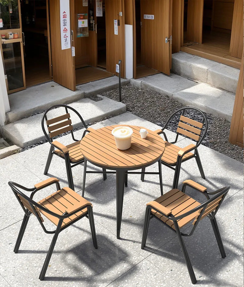 Outdoor Balcony Garden Decor Combination Leisure Courtyard Restaurant Tables Chairs Waterproof Sun Garden Small Round Furniture