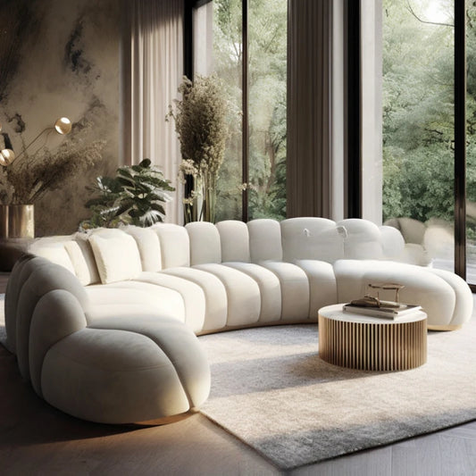 Curved Sofa Cream Style Curved Sofa Creative Sofa for Living Room, Multi Seat Sales Office, Hotel Lobby Sofa