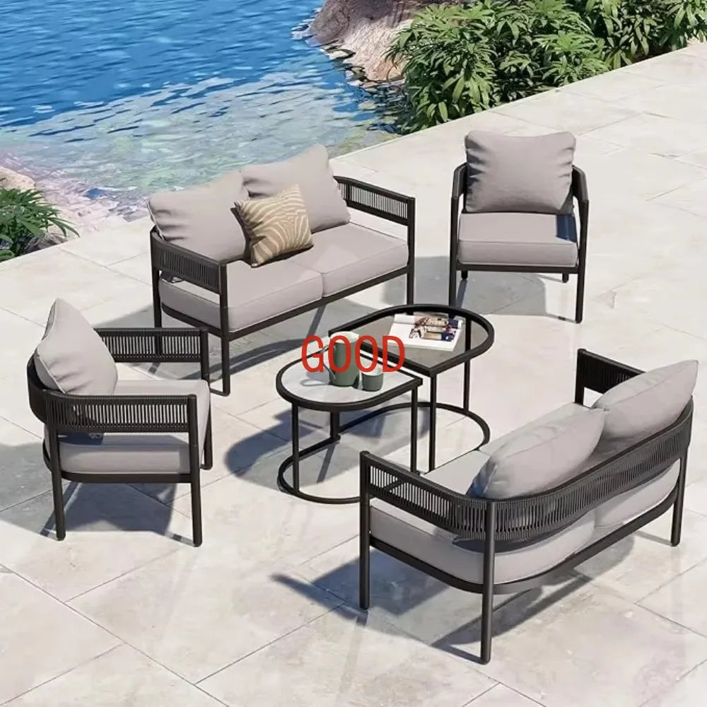 Grand Patio Wicker Outdoor Furniture Set with Beige Thick Cushions Patio Sofa Conversation Set for Backyard Balcony Garden