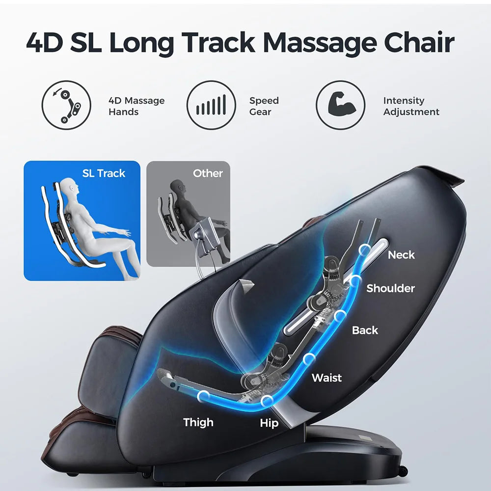 4D Airbag Zero Gravity full body Massage Chair Home 3D Foot Roller Shiatsu Office Chair