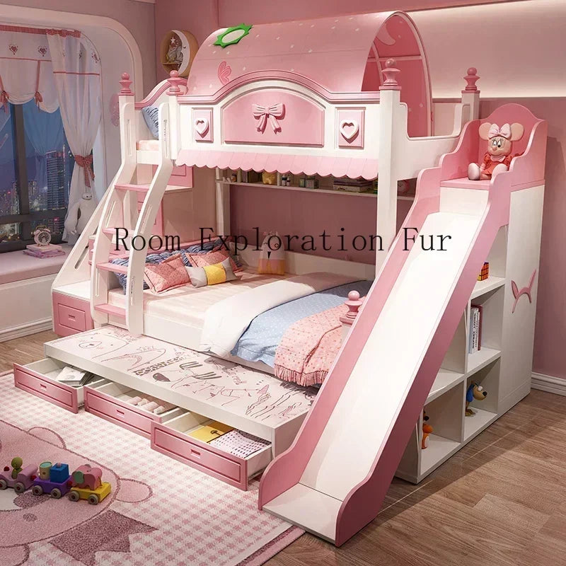 Princess bed Children Beds Split Slide Up And Down Height Bunk Economic Children Beds Cama Infantil Bedroom Furniture QF50TC