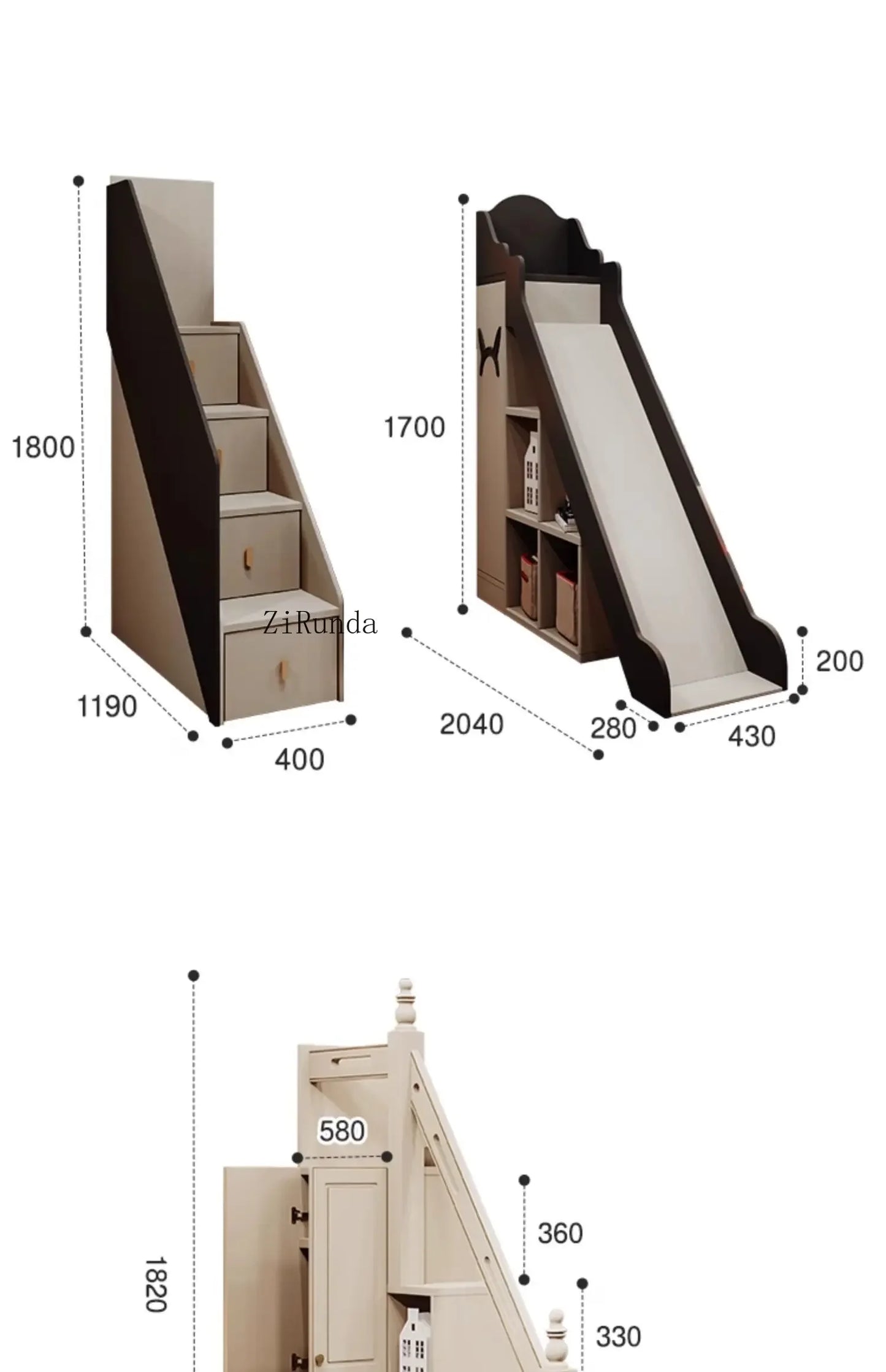 Small unit with bunk beds that do not disturb each other, mother and child beds, high and low separation beds