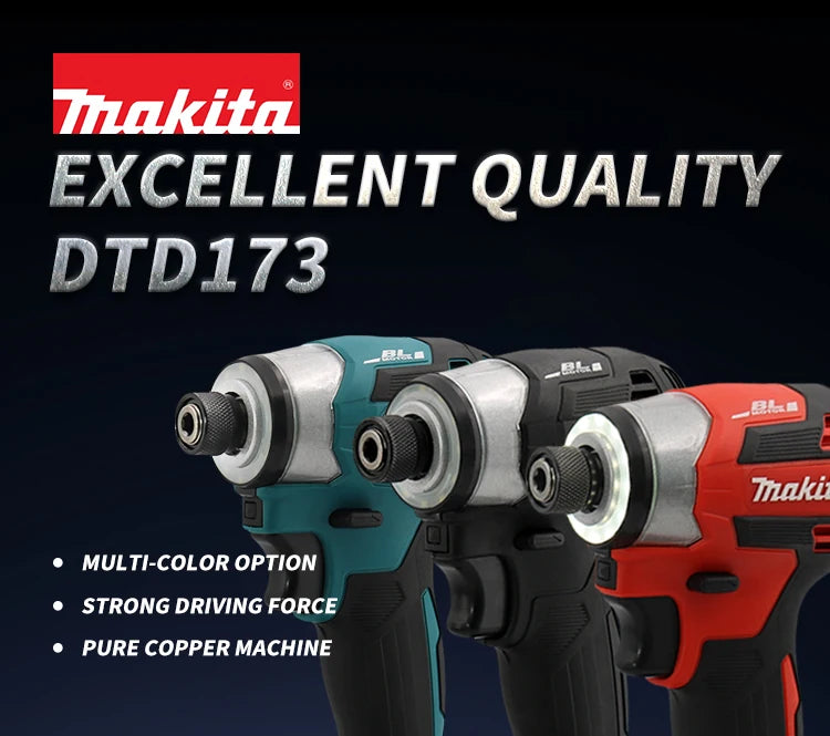 New Makita DTD173 Brushless Cordless 18V Lithium Battery Impact Screwdriver Speed 3600RPM Home Electric Drill Power Tools