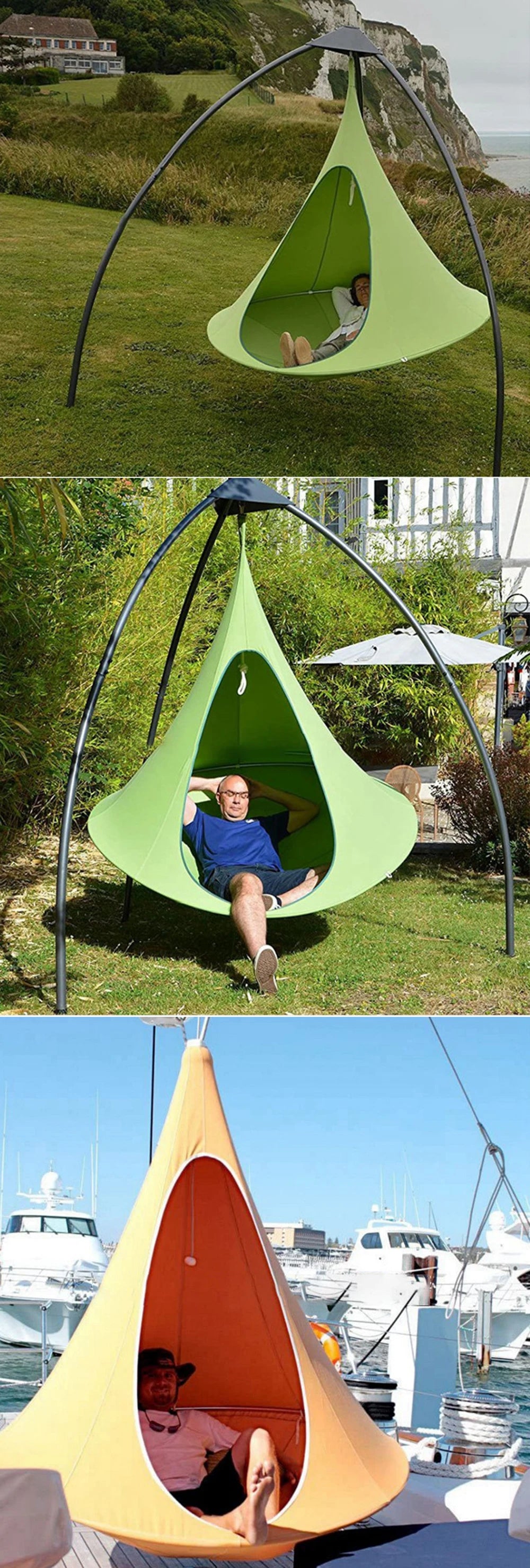 100cm UFO Shape Teepee Tree Hanging Swing Chair for Kids & Adults Indoor Outdoor Hammock Tent Patio Furniture Camping