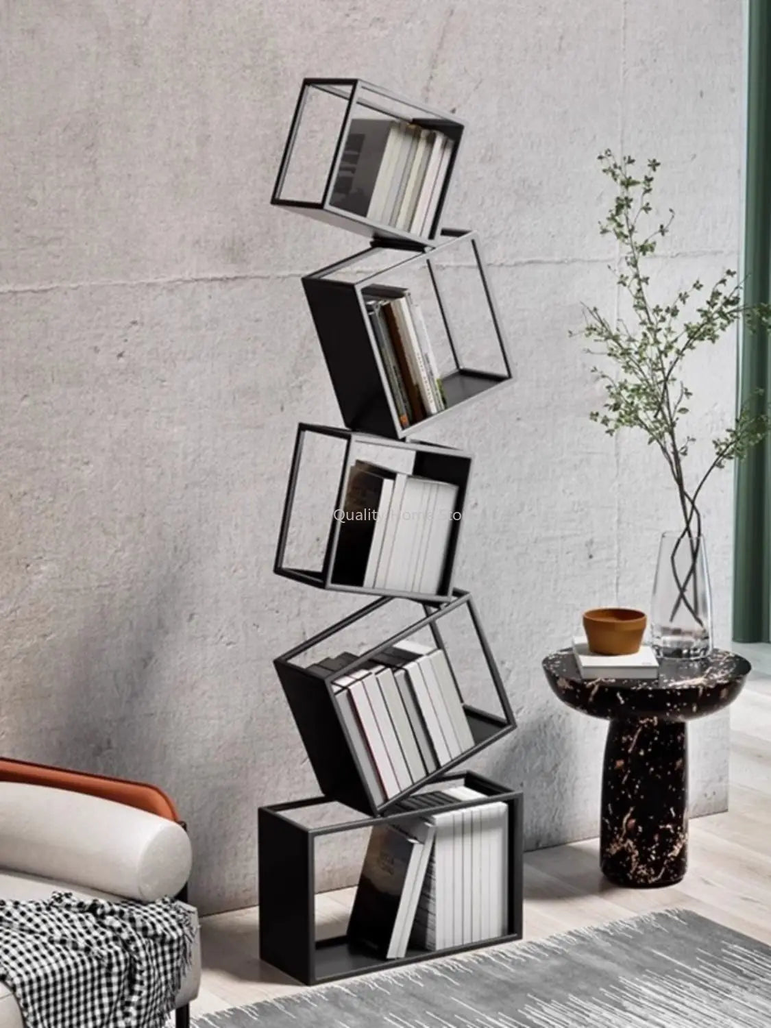 Bookshelf Special-shaped Creative Net Red Corner Vertical Bookshelf Floor Shelf Simple Modern Living Room Iron Art Corner Book Shelf