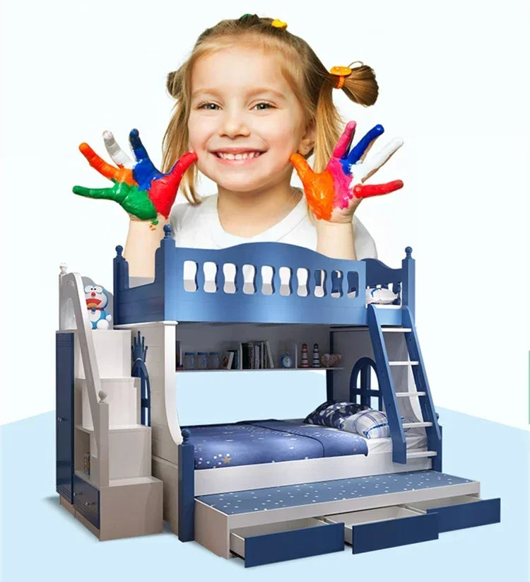 Bunk Bed For Kids Bedroom Furniture Set Double Bed Solid Wood Bed With Slide Space bed