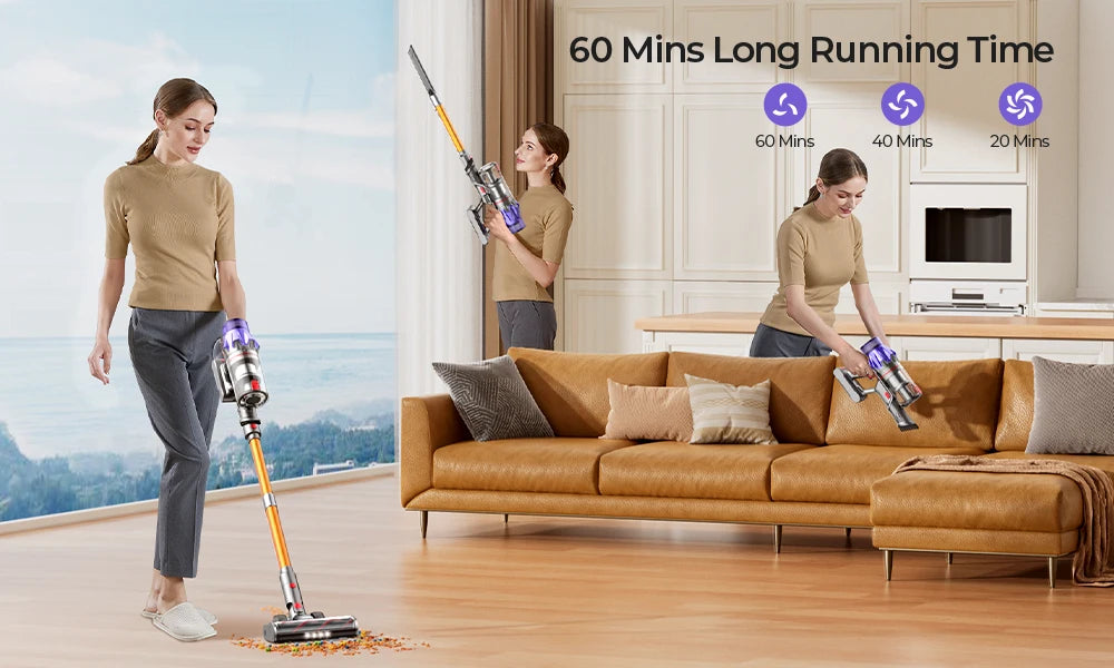 Laresar V7 500W 50KPA Suction Power Cordless Vacuum Cleaner  Handheld smart Home appliance Removable Battery Dust Cup