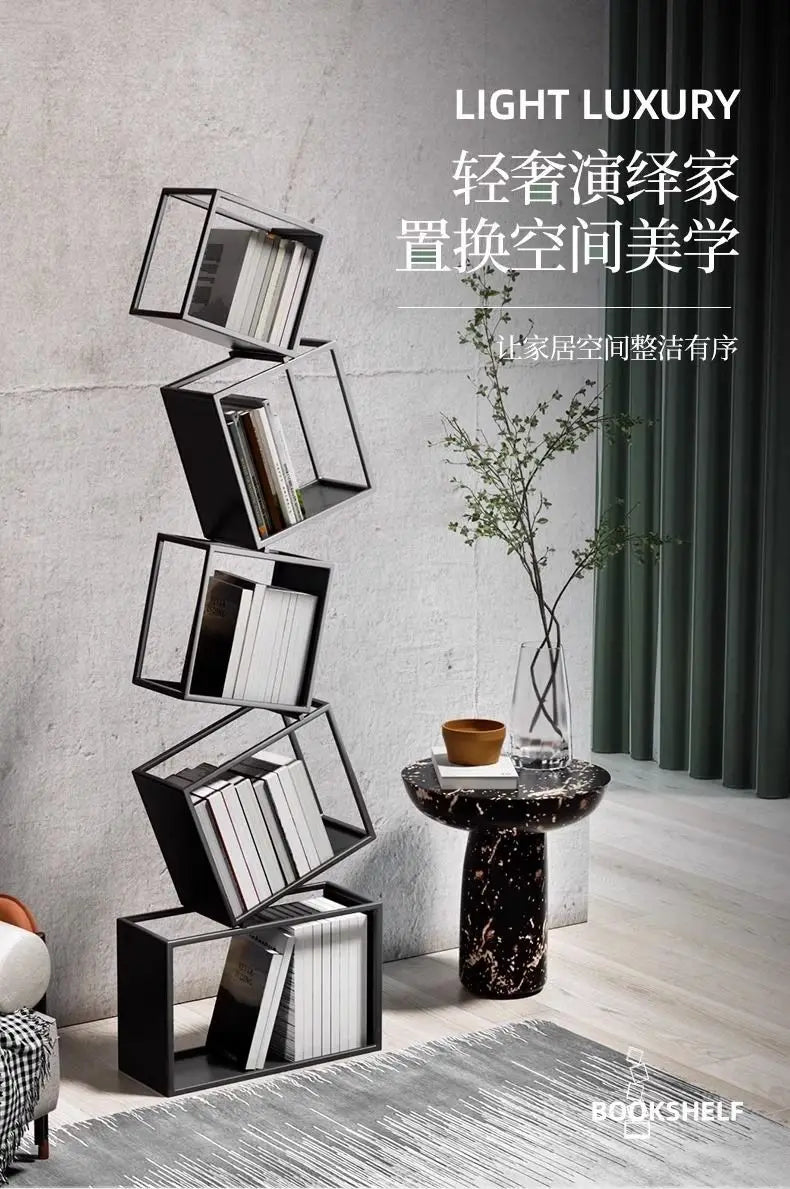 Bookshelf Special-shaped Creative Net Red Corner Vertical Bookshelf Floor Shelf Simple Modern Living Room Iron Art Corner Book Shelf