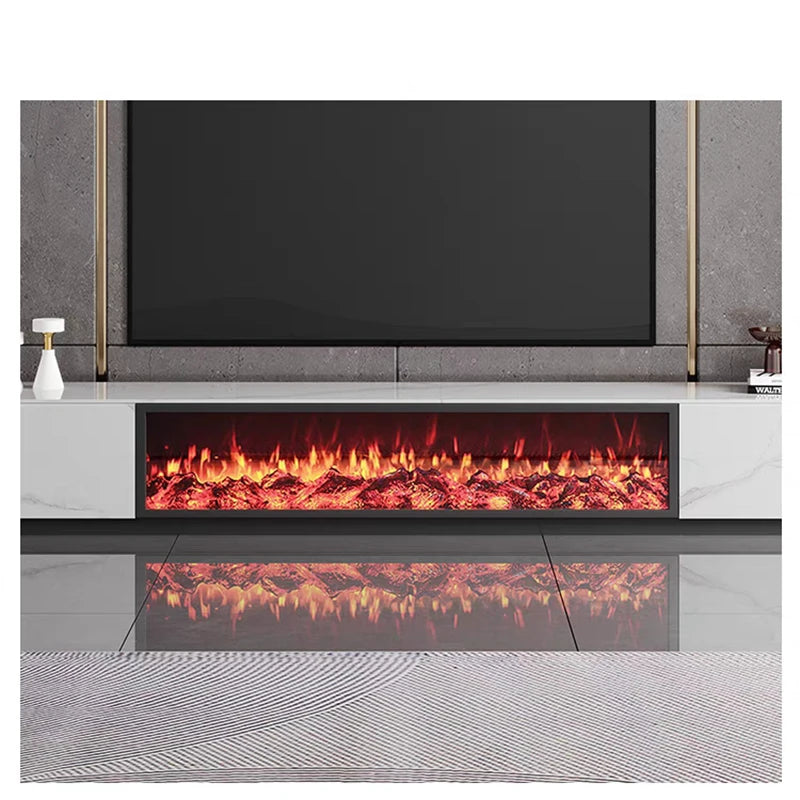 Sintered Stone TV Cabinet, Electric Fireplace, Simulated Flame, Living Room, Household Storage Cabinet, Coffee Table, New