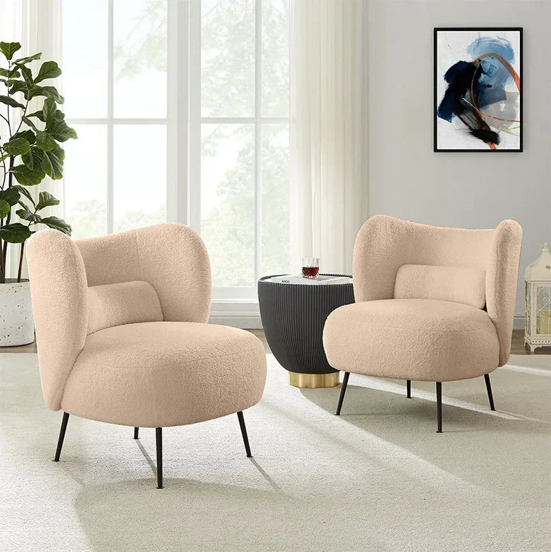 Cashmere sofa Nordic style sofa Fabric Living Room Small Apartment Beauty Salon Hotel Lamb Velvet Technology Cloth Simple Single Sofa Chair