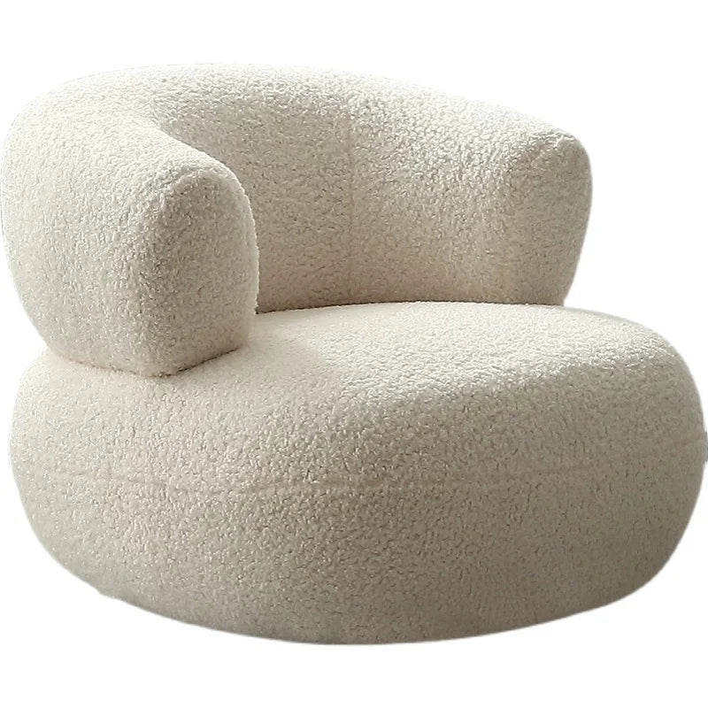 Nordic sofa white lamb wool Creative Simple Casual White Lamb Wool Lazy Small Apartment Single Sofa Chair Living Room Balcony