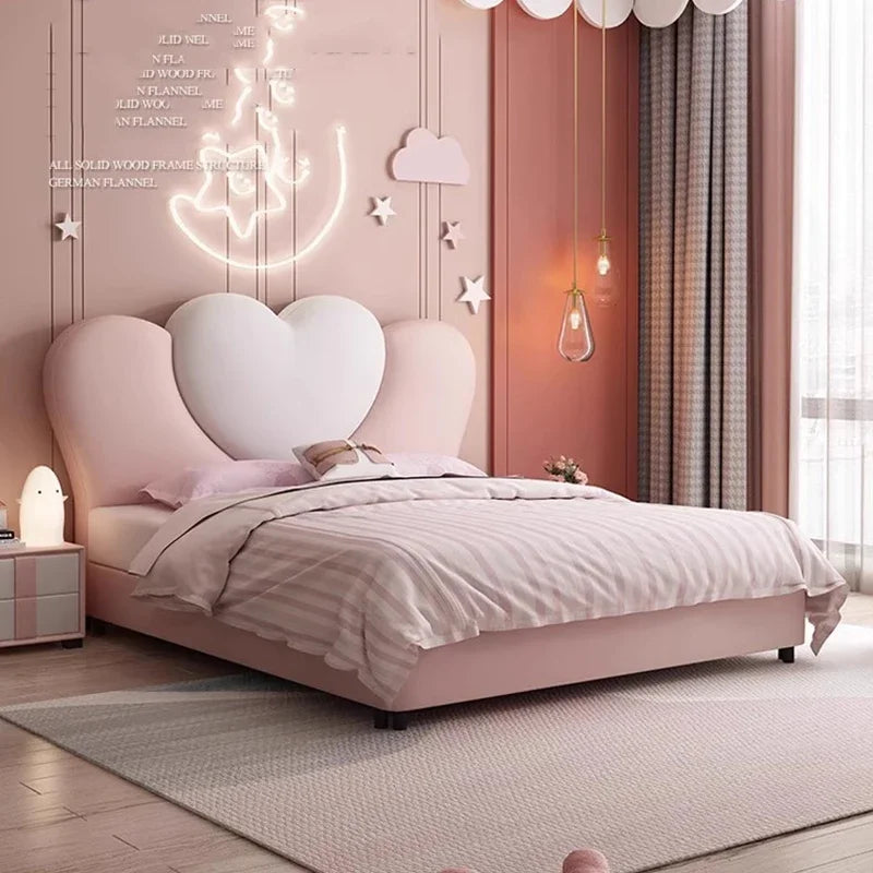 Princess Leather Bed Headboards Bedroom Modern Double Beauty Bed Sun Sleeping Children Storage Cama Solteiro Unique Furniture