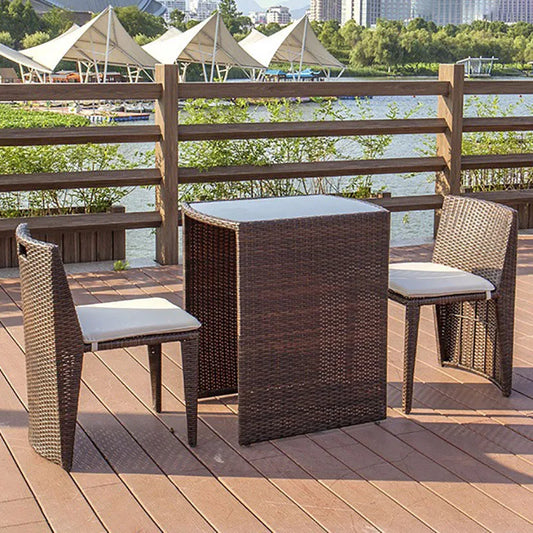 Outdoor Furniture Set Table Rattan Chairs Garden Patio Three Piece Mobile Table Yard Balcony Lounger Set Furnitures Space Saving