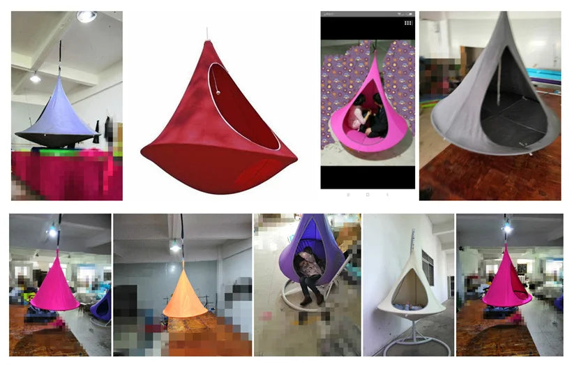 100cm UFO Shape Teepee Tree Hanging Swing Chair for Kids & Adults Indoor Outdoor Hammock Tent Patio Furniture Camping