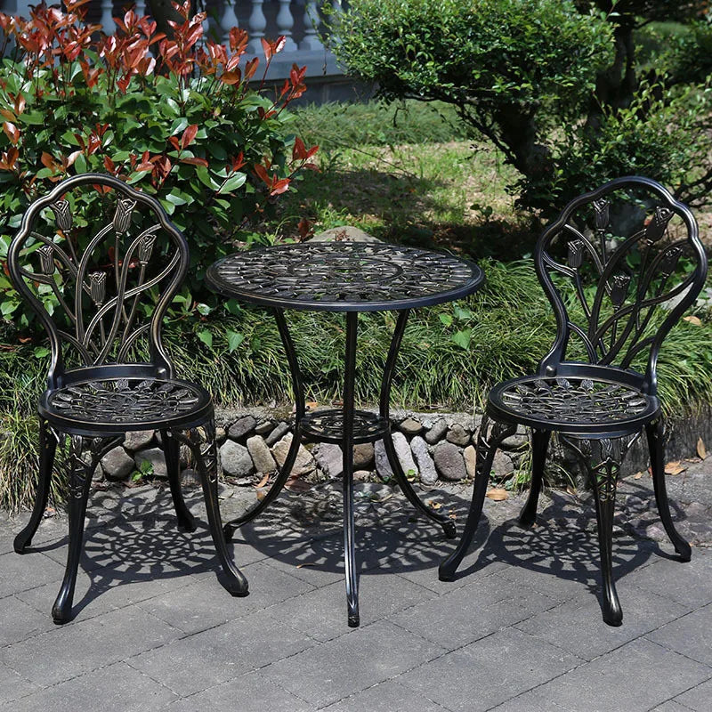 Simple Metal Outdoor Chairs Leisure Outdoor Courtyard Table Chair Aluminum Balcony Tables Chairs Garden Furniture Set B